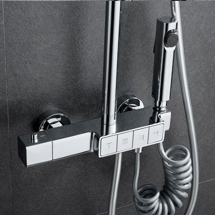Chrome Piano Key Shower System Set Bathroom