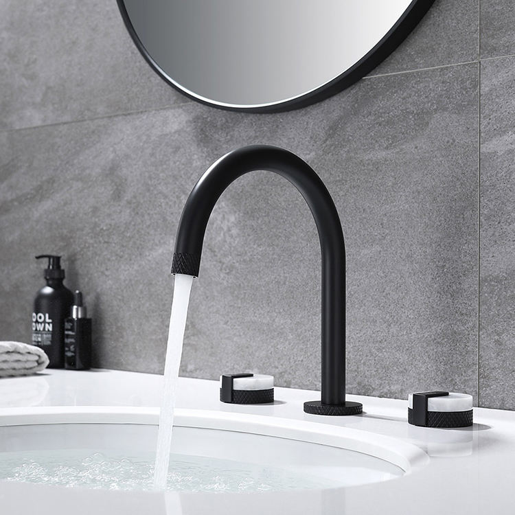 Brass Widespread Bathroom Basin Sink Faucet Mixer Tap Deck Mount 3 Holes 2 Handles