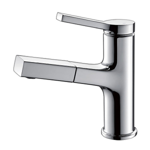 Deck Mounted Single Hole Pull Out Bathroom Basin Mixer Faucet