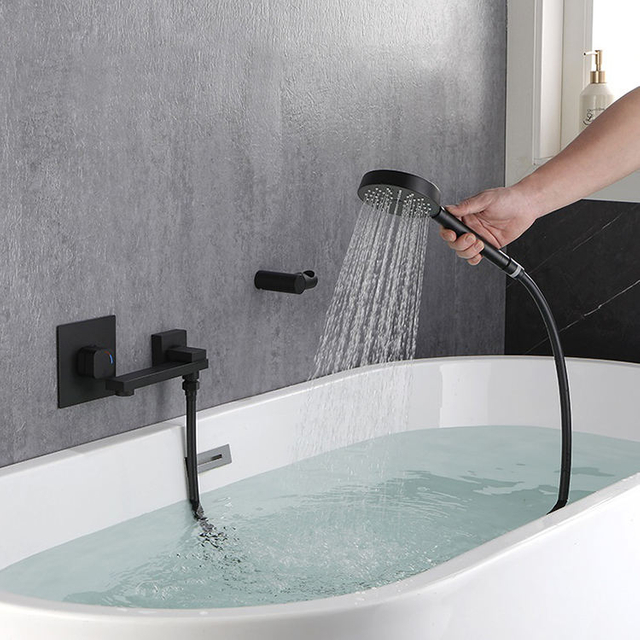 Black Wall Bathtub Shower Tap Combo Bathtub & Shower Faucet Set