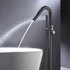 Gun Metal Grey Floor Mount Freestanding Bathroom Bathtub Filler Tap Free Standing Bath Mixer