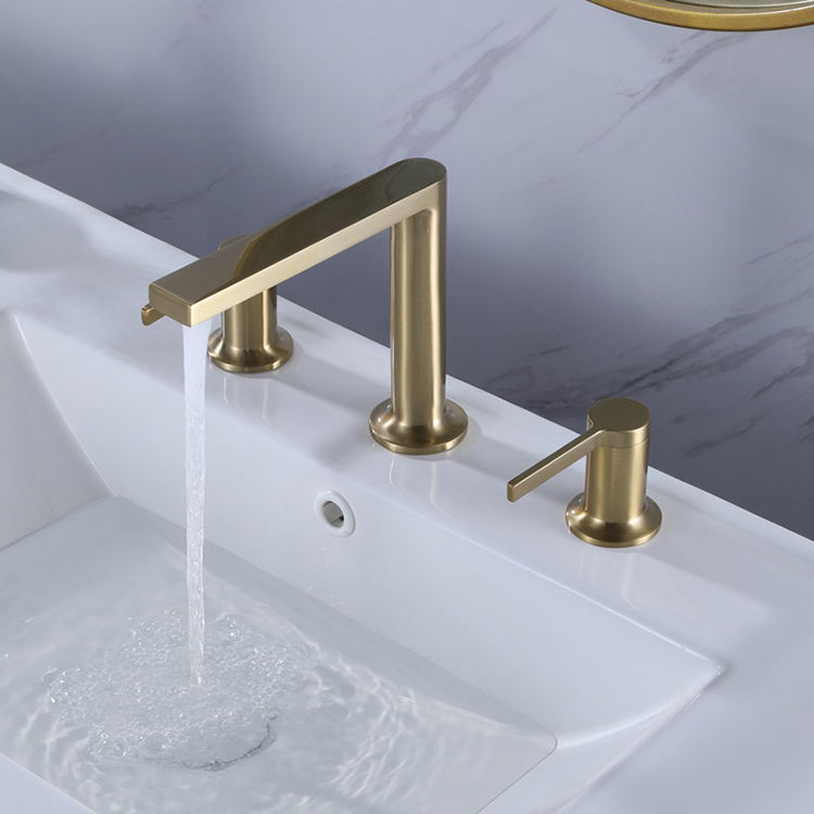 Double Handle 3 Holes Widespread Bathroom Sink Faucet