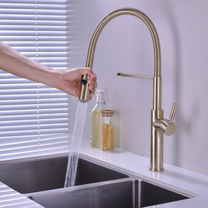 pull down sprayer kitchen faucets sink faucet pull out spring brushed gold or silvery chrome new arrival