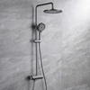 Modern Bathroom Exposed Wall Mounted Thermostatic Rain Shower System Set