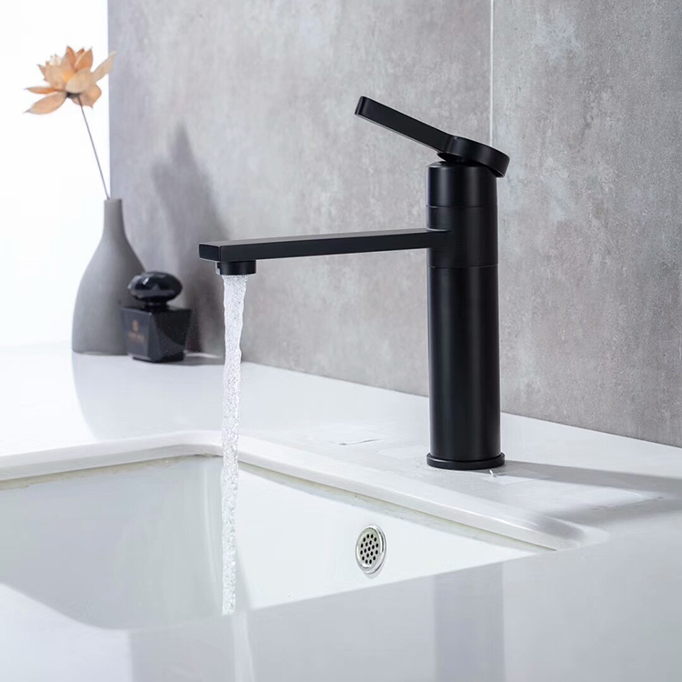 Deck Mounted Single Handle Bathroom Wash Basin Mixer Faucet Black