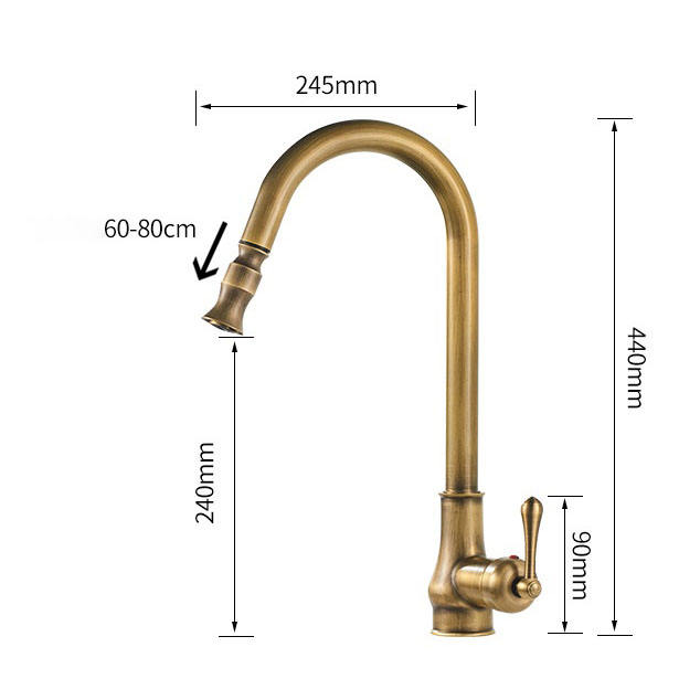 Factory Price European Style Hot Cold Water Function Pull Down Brass Kitchen Faucet With Sprayer
