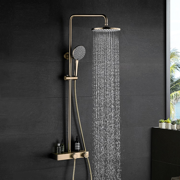Bathroom Rain Shower Head Set Gold
