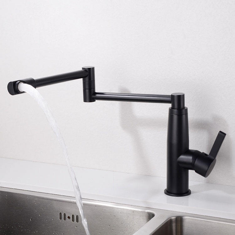 Deck Mounted Hot and Cold 360 Degree Rotating Folding Flexible Kitchen Faucet Water Tap