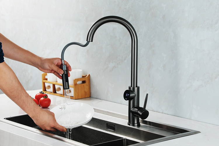 Digital Pull Down Kitchen Sink Faucet