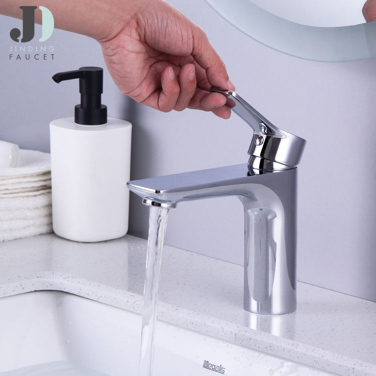Single Lever Hot and Cold Water Mixer Tap Brass Bathroom Basin Faucet