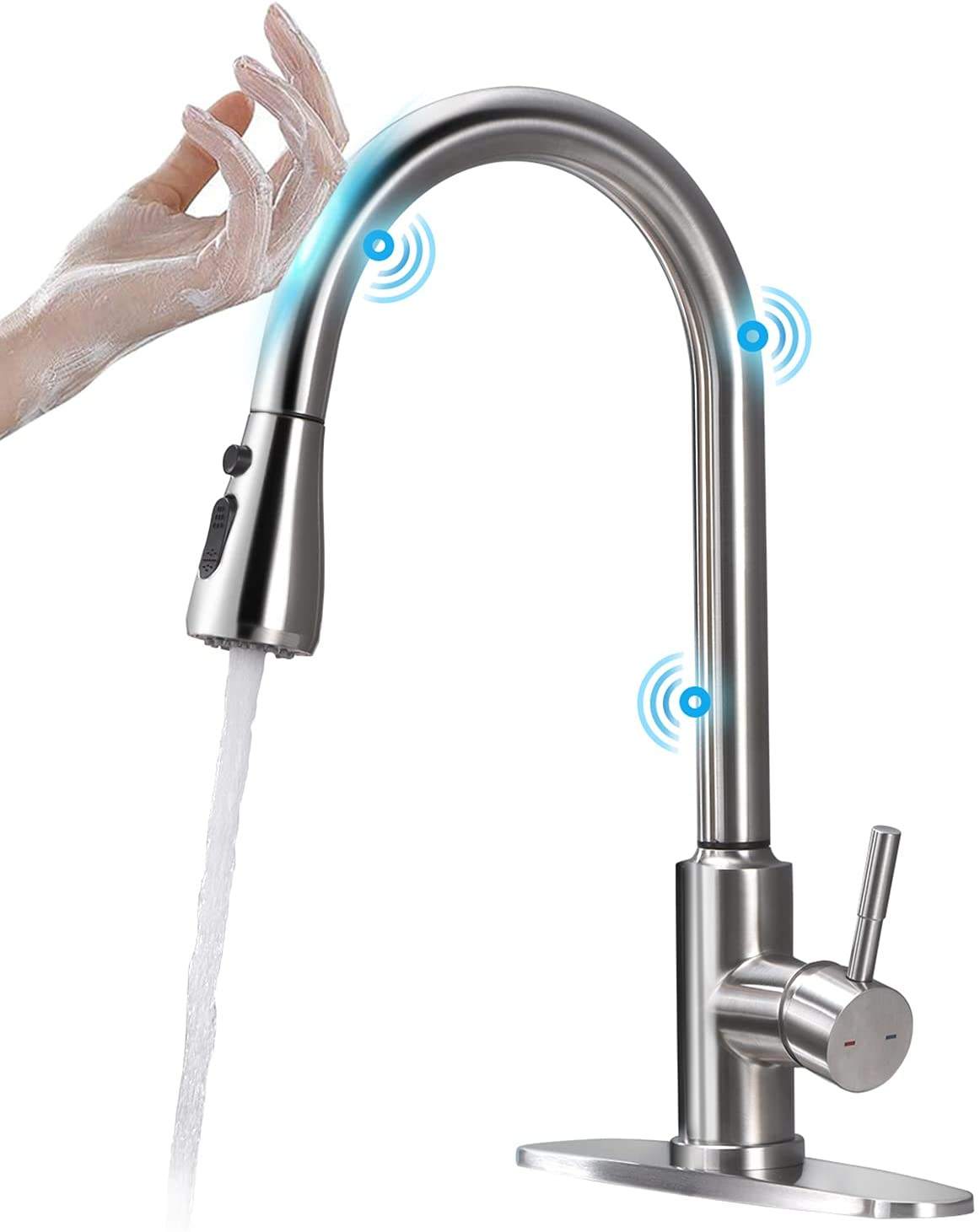 Modern Smart Touchless Sensor Kitchen Sink Faucet with Pull Down Sprayer