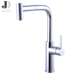 Modern Brass Chrome Deck Mounted Single Hole Single Lever Kitchen Sink Faucets Mixer Tap with Pull Out Spout