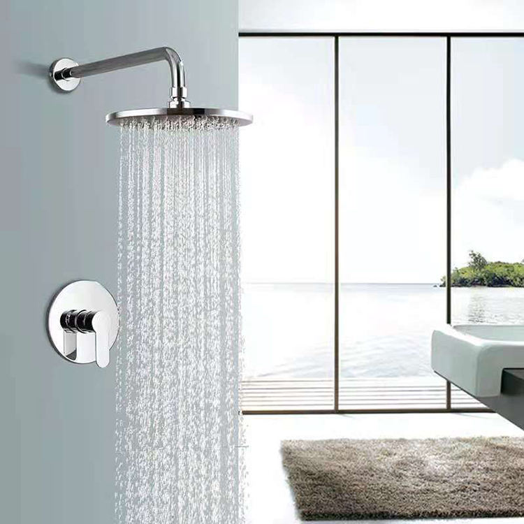 Single Function Chrome Concealed Bathroom Head Shower Faucet Tap Set