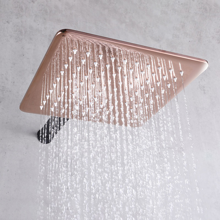 Manufacturer Bathroom Brass Rose Gold Concealed Rain Shower Faucet Set with Rough-in Valve