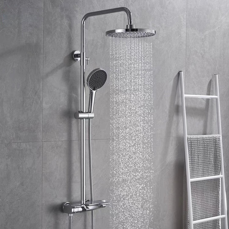 3 Way Hot and Cold Brass Chrome Piano Button Rainfall Shower Head Set for Bathroom