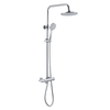 Brass Exposed Wall Mounted Bathroom Rain Shower Faucet Mixer Set