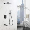 High Quality Bathroom Black Brass Hidden Concealed Rain Shower Faucet Mixer Set