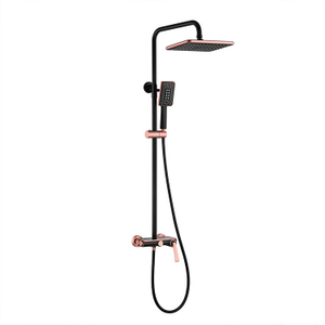 Black Rose Gold 3 Way Exposed Shower System Mixer Set Bathroom
