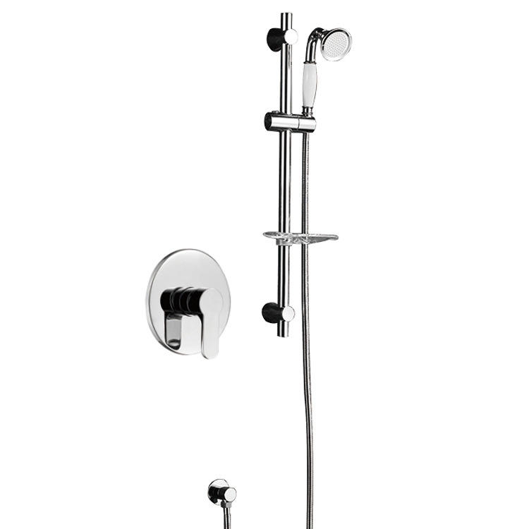 Wall Mounted Concealed Bathroom Shower Faucet Set with Slide Bar