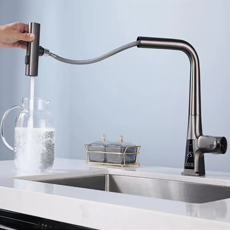 360 Rotatable Pull Out Waterfall Kitchen Faucets with Sprayer