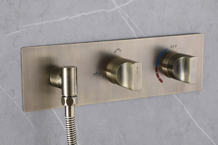 Brushed Gold Concealed Hidden Built In Wall Shower System Set Bathroom with Rough-in Valve