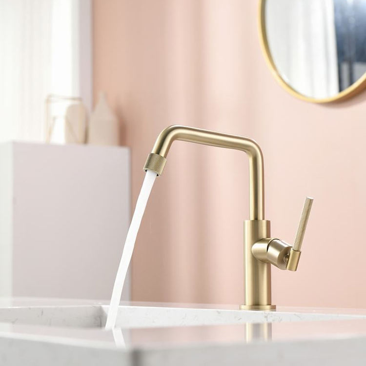 Rose Gold Deck Mounted Single Hole Single Handle Wash Basin Mixer Bathroom Sink Faucet