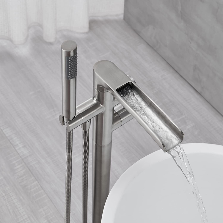 Floor Mount Bathroom Bathtub Faucets Mixer Tap Fresstanding Waterfall Bath Tub Faucet