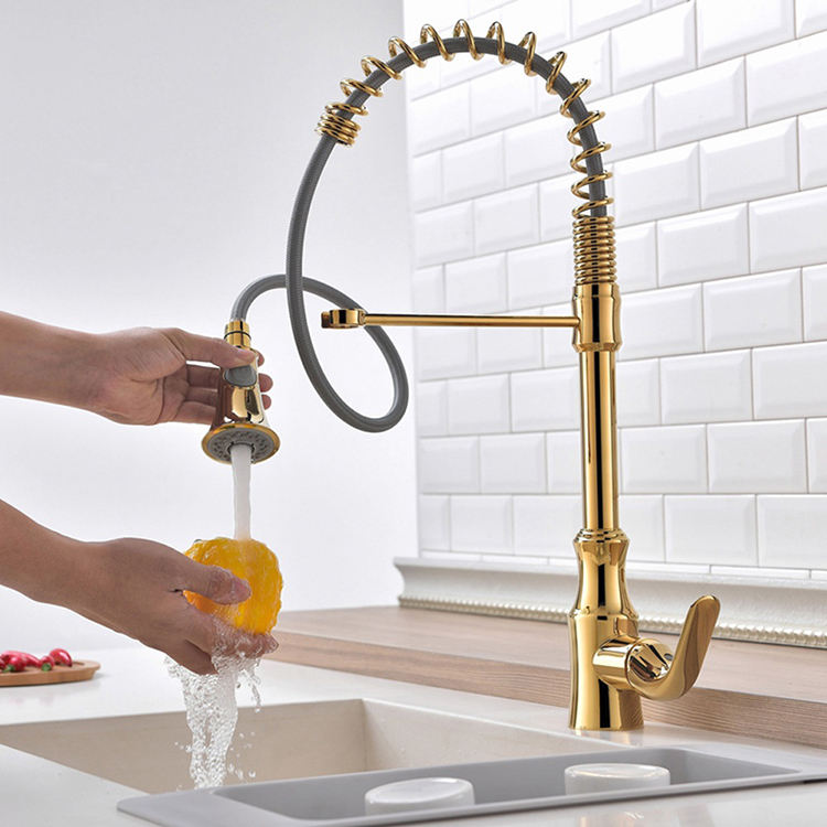 Hot and Cold Kitchen Sink Water Tap Pull Out Spring Kitchen Faucet