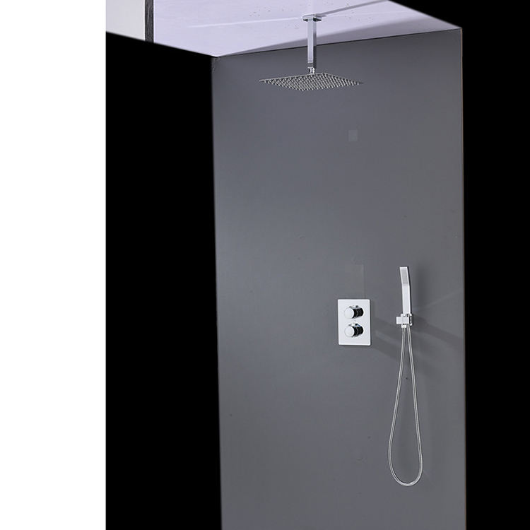 Thermostatic Concealed Black Rain Shower Faucet Set