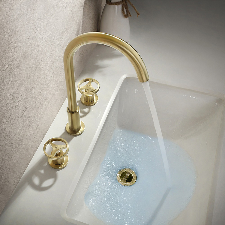 Bathroom Deck Mounted 2 Handle Vanity Faucet Basin Mixer