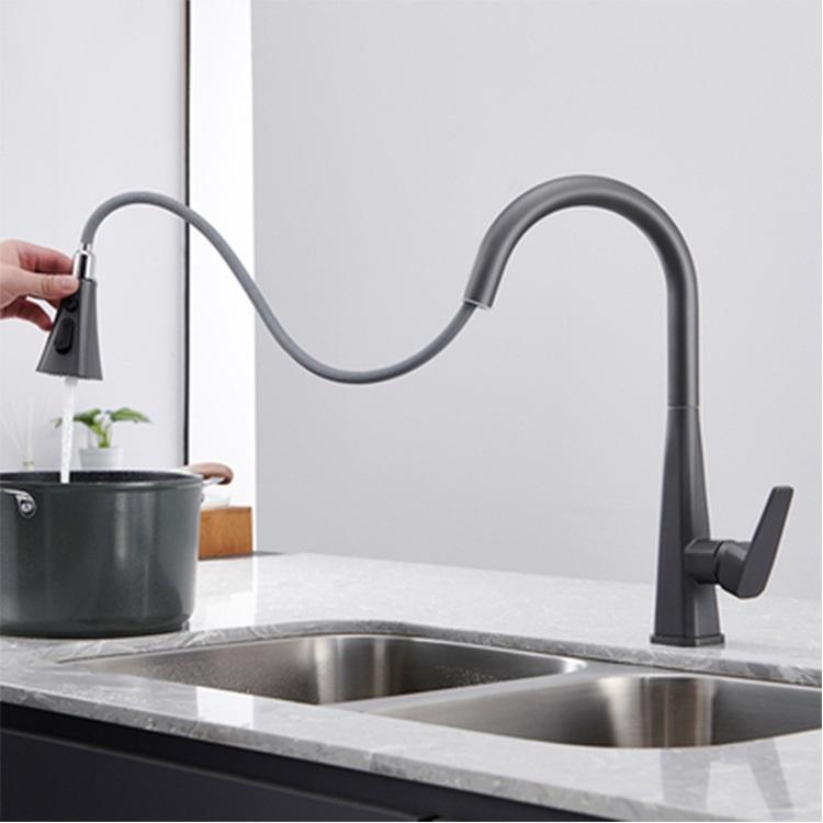 Single Hole Single Handle Deck Mounted Brass Rotating Pull Down Sprayer Kitchen Sink Faucet Mixer Tap