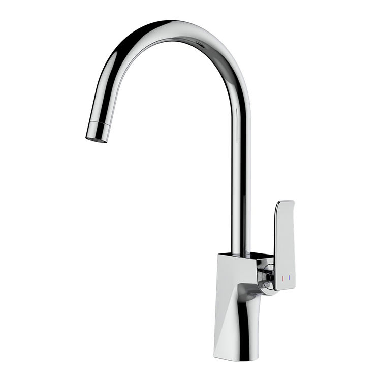 Square Arc Single Handle Hot and Cold Brass Kitchen Sink Mixer Tap Faucet