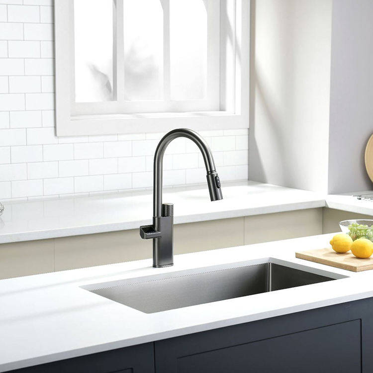 Single Hole Digital Smart Touch Kitchen Faucet Tap with Pull Down Sprayer