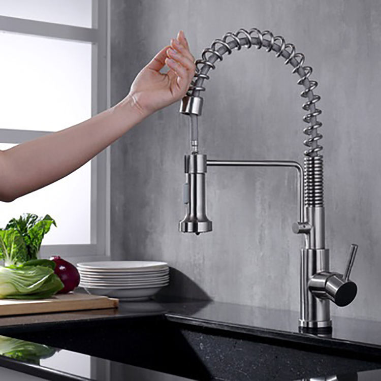Stainless Steel Smart Touch Spring Kitchen Faucet Pull Down