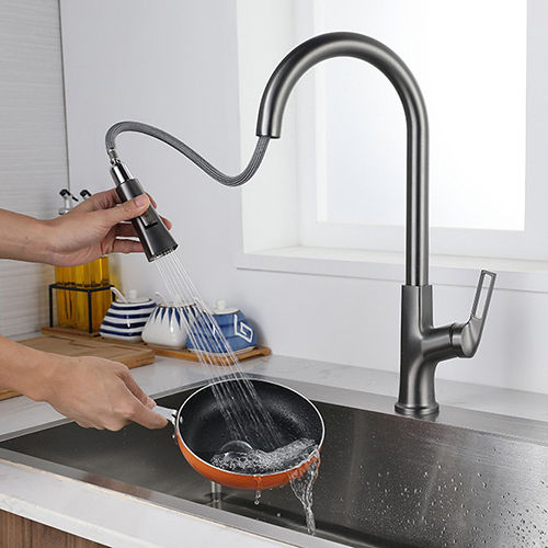 Single Handle Kitchen Faucet single hole kitchen faucet with pull out sprayer faucet brass tap