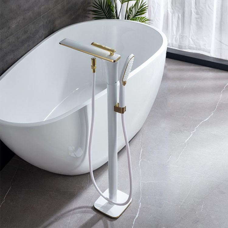 Floor Mounted Free Standing Bathtub Faucet with Hand Shower for Bathroom