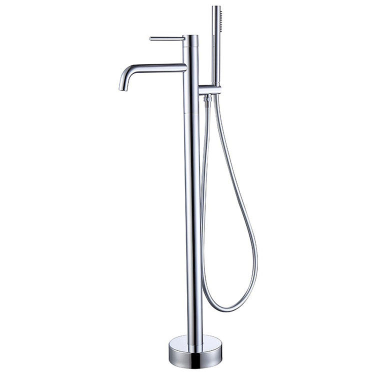 High Quality Brass Material Floor Mounted Chrome Black Color Freestanding Bath Tub Tap Mixer Filler