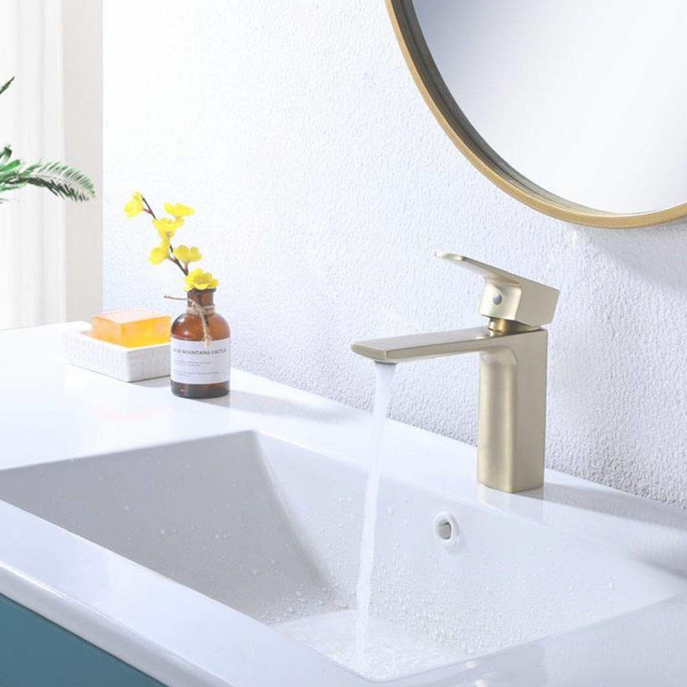 Modern Brass Single Handle Bathroom Gold Basin Faucet Mixer Tap