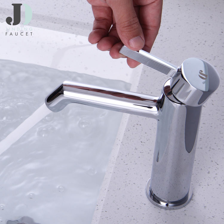 Bathroom Hot and Cold Water Chrome Brass Wash Basin Faucet Round
