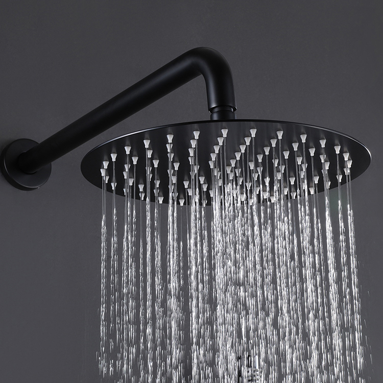 Black Two Function Hot and Cold Bathroom Concealed Rain Shower Mixer Set