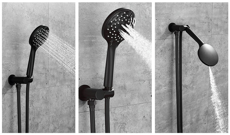 Modern Wall Mounted Concealed Black Bathroom Rainfall Shower Faucet Set