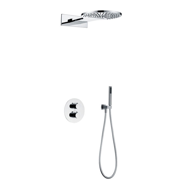 Hot and Cold Black Bathroom Thermostatic Concealed Shower Faucet Set