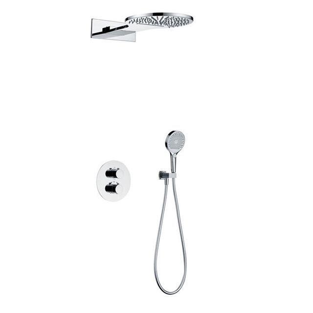 Matte Black In Wall Mounted Thermostatic Bathroom Concealed Handheld Shower Set