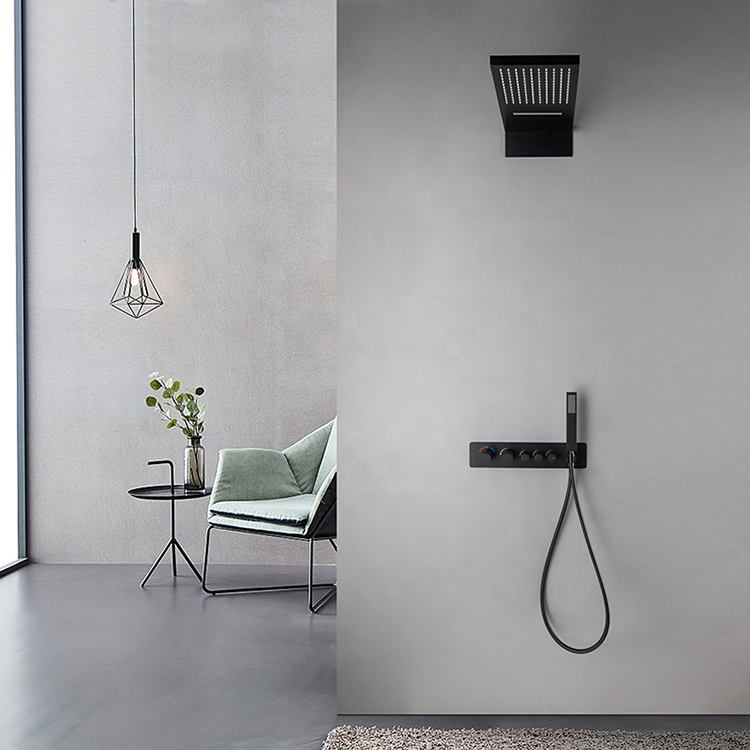 Wall Mounted Concealed Thermostatic Rain Shower Set Bathroom