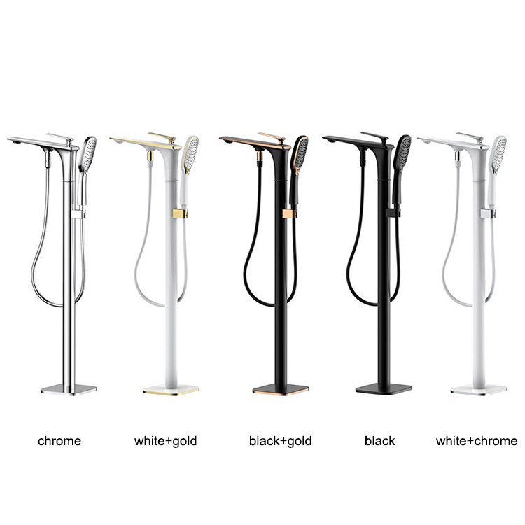 Black White Floor Mounted Free Standing Freestanding Bathtub Faucet
