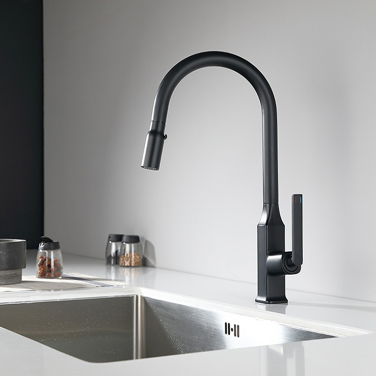 2023 New Design Kaiping Manufacturer Matte Black Kitchen Mixer Tap Faucet Pull Down