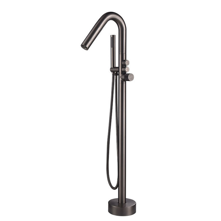 Gun Metal Grey Floor Mount Freestanding Bathroom Bathtub Filler Tap Free Standing Bath Mixer