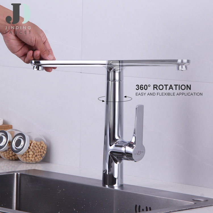 Single Hole Deck Mounted Single Handle Commercial Chrome Kitchen Faucet Taps