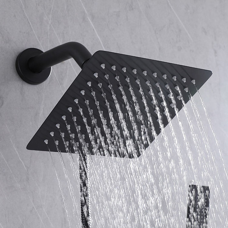 Bathroom Wall Mounted Shower System Set Concealed Black