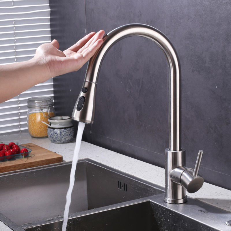 Smart Touchless 304 Stainless Steel Pull Out Kitchen Faucet